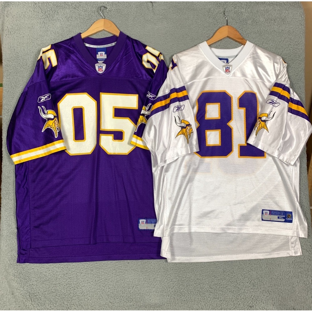 Lot of 2 Reebok Minnesota Vikings Jerseys WWF 3XL &‎ Burleson XL NFL On Field